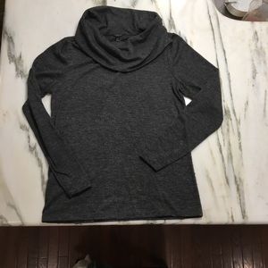 Soft heathered charcoal shirt cowl MP Ann Taylor